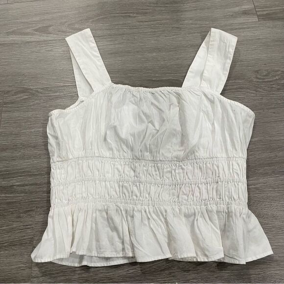 Avec Les Filles White Rushed Tank Top - Picture 1 of 7